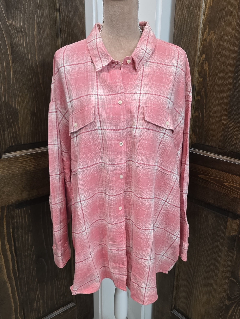 Old Navy Pink Plaid Button-Down Shirt